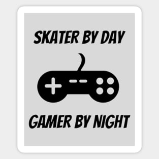 Skater By Day Gamer By Night - Gaming Skater Sticker